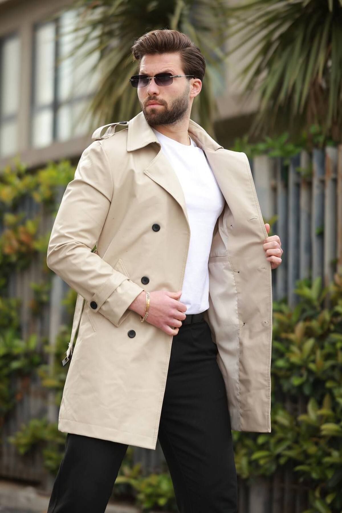 BASEL.CO ERKEK PREMİUM APOLETLİ DERİ TRENÇKOT & PARDESÜ