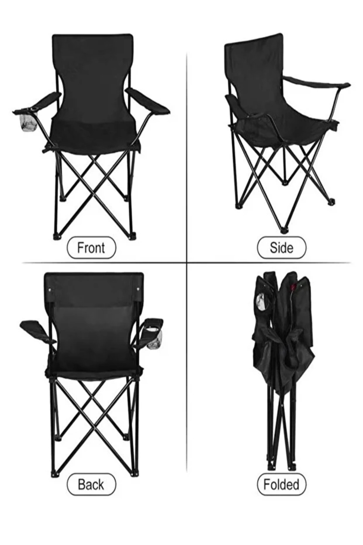 طقم كراسي تخييم يتكون من 3 كراسي قابلة للطي من قماش أكسفورد وقوائم معدنية – مريح وخفيف