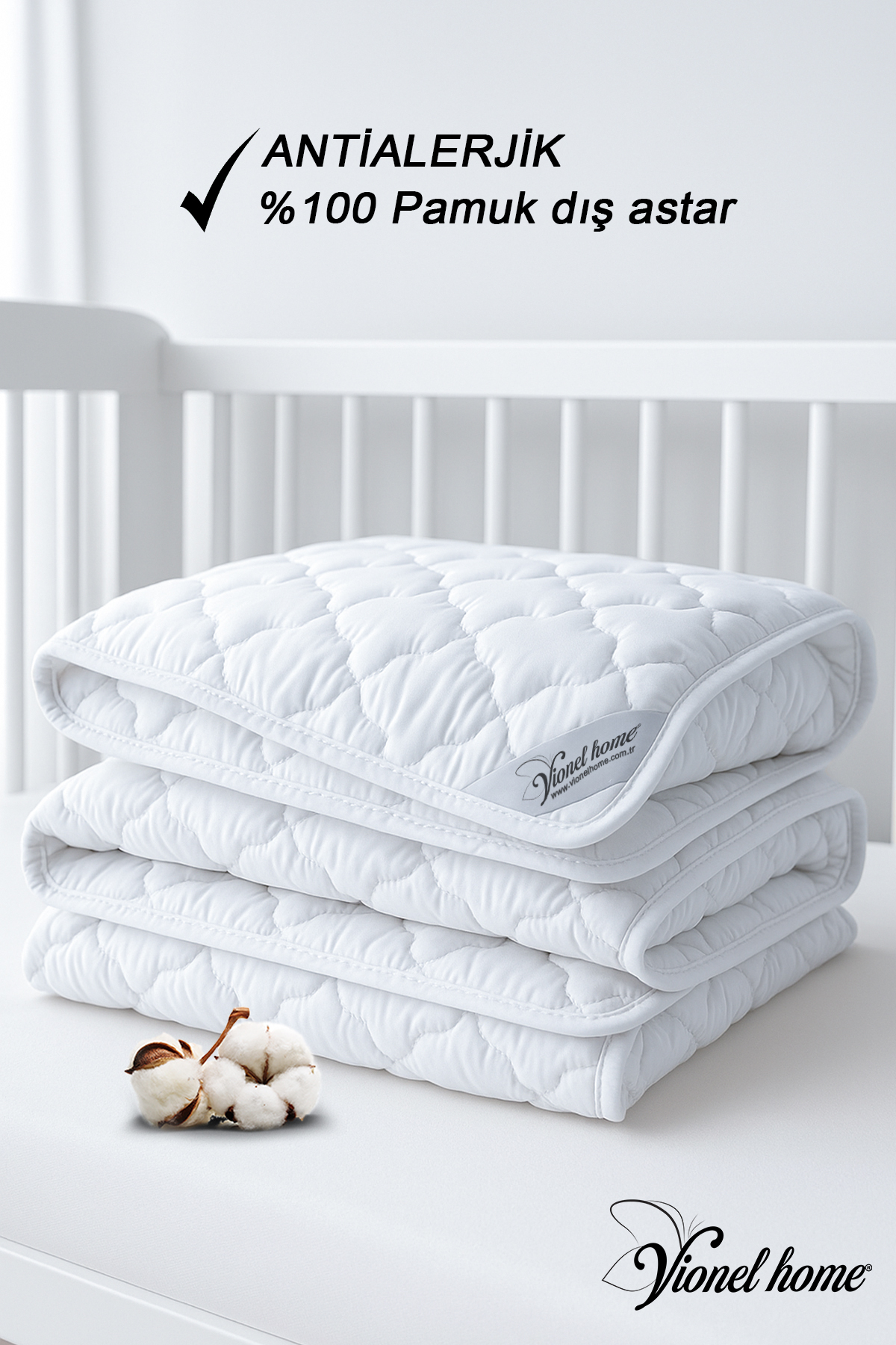 Vionel Home %100 Pamuk Bebek & Çocuk Yorganı |1. Sınıf Silikon Dolgu | 100x150 cm | Antialerjik | Nefes Alabilen fotoğrafı 2 (önizleme)