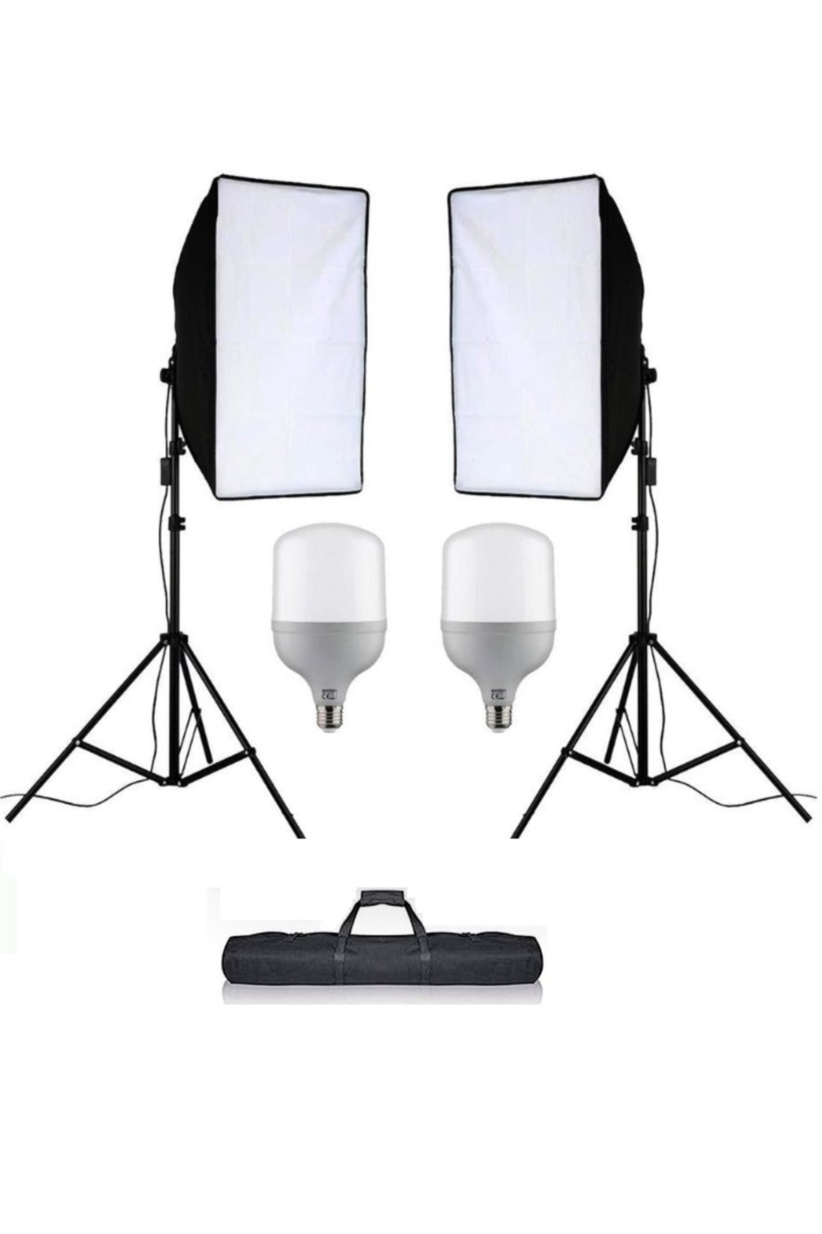 50x70 cm Softbox 2'li Sürekli Işık Seti Youtber Kit Taşıma Çantalı TOPLAM 100 WAT 9000 LÜMEN