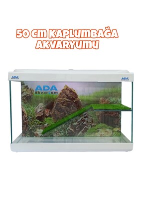 ADA AKVARYUM Su Kaplumbağası Akvaryumu Bahçeli Rampalı Dinlenme 50x30x20 Cm A...