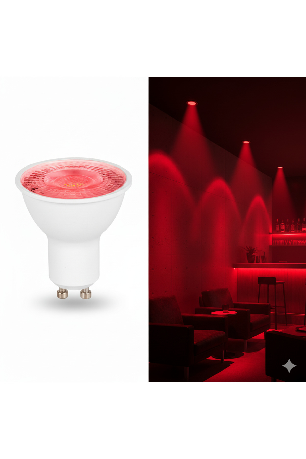 K2 です。 K2 KES049R GU10 LED Spot Ampul 7W Kırmızı Işık (Dekoratif