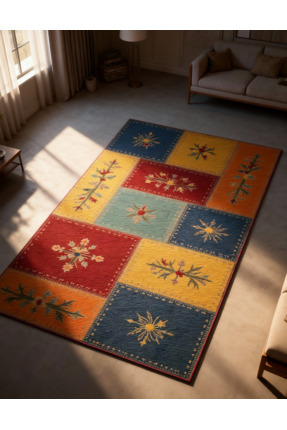 Rose'n Home Arte HD002 Çiçek Figürlü Modern Desenli Renkli Dekoratif Dokuma Ş...