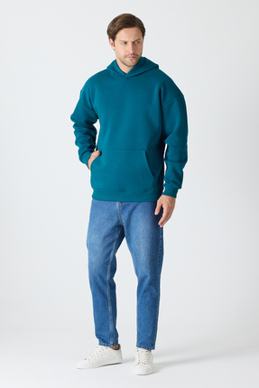 Windy Island Erkek Oversize % 100 Pamuk İçi Polarlı Yumuşak Dokulu Basic Kapü...