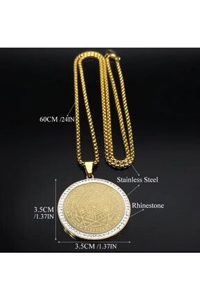 SEO JEWELRY Süleyman Mührü Kolye/ 7 Baş Melek Kolye/ Paslan Çelik Kolye Gold