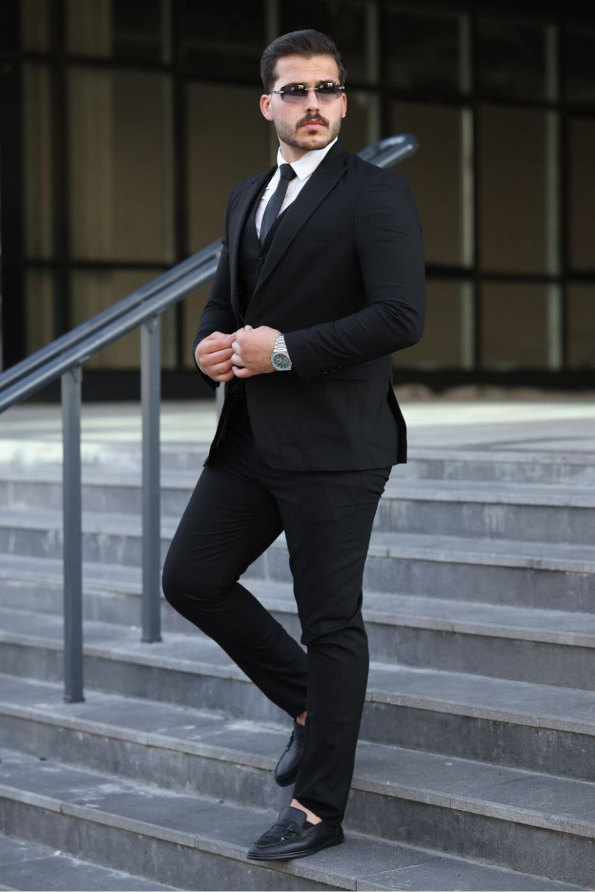 MISTER MR.PAPYON FASHION  Erkek Dar Kalıp Slim Fit Ceket Yelek Pantolon Takım Elbise - Görsel 3