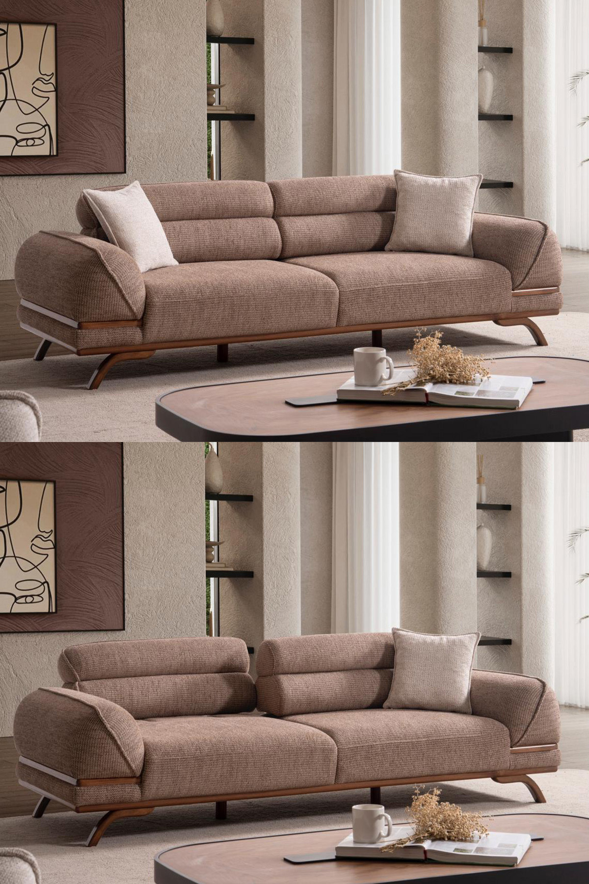 Cavissa Home Living Creas Sırt Mekanizmalı Kanepe Üçlü Koltuk