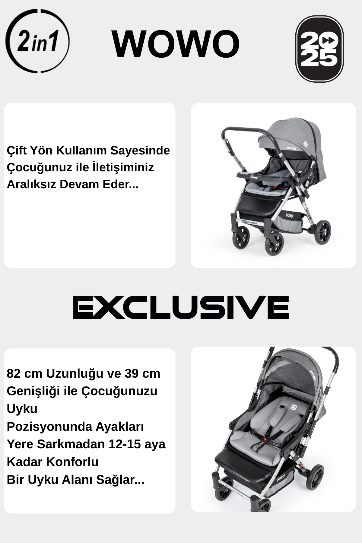 QUARD WOWO Yeni Nesil Çift Yönlü Bebek Arabası fotoğrafı 3 (önizleme)