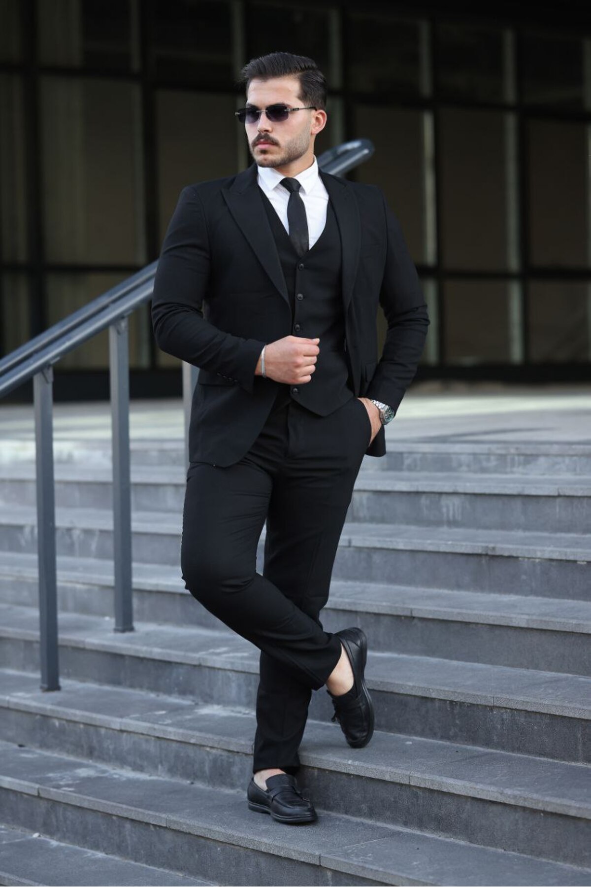 MISTER MR.PAPYON FASHION  Erkek Dar Kalıp Slim Fit Ceket Yelek Pantolon Takım Elbise - Görsel 2