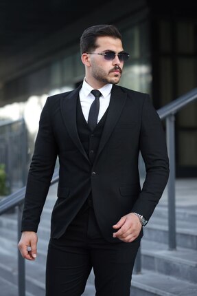 MISTER MR.PAPYON FASHION Erkek Dar Kalıp Slim Fit Ceket Yelek Pantolon Takım ...