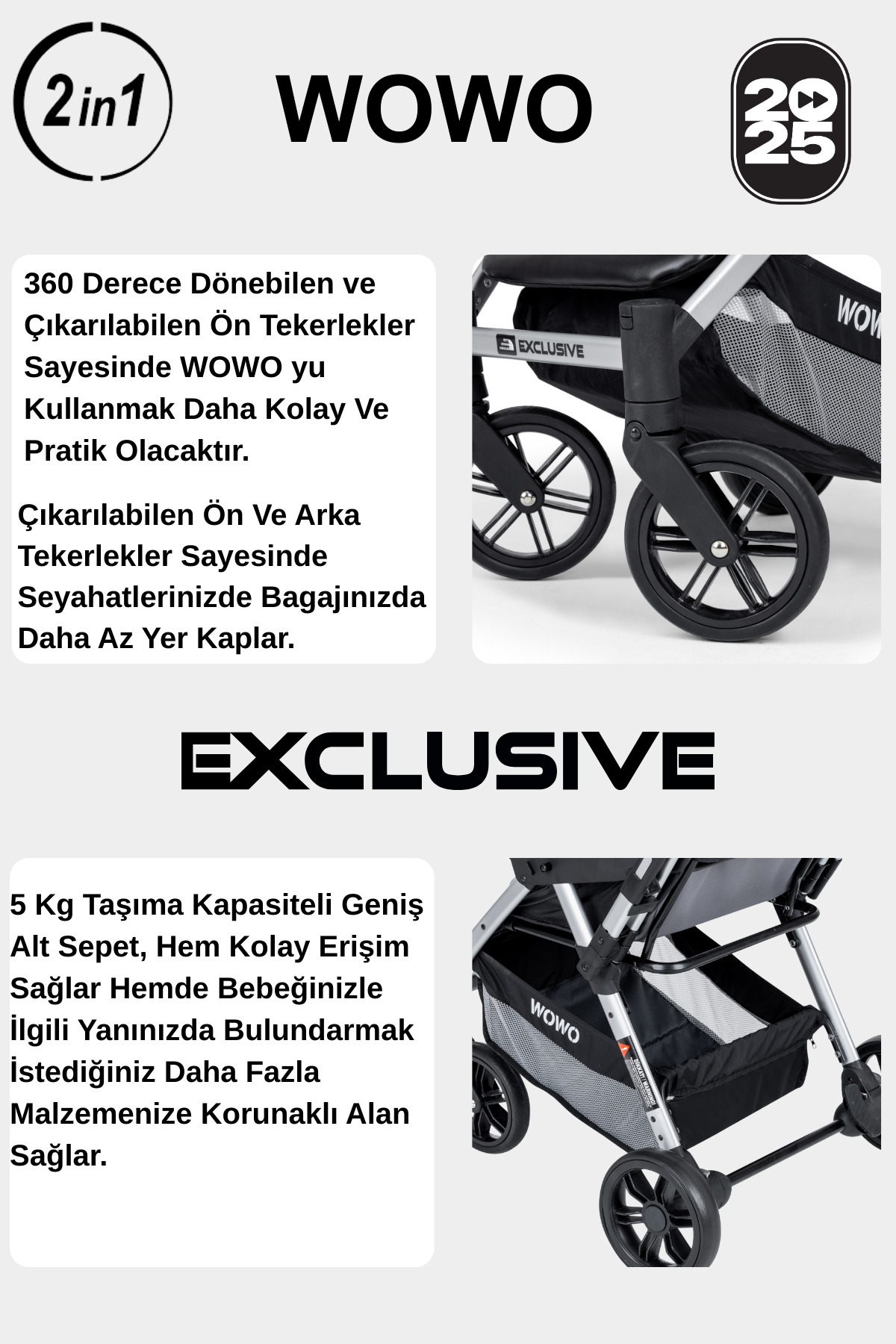 QUARD WOWO Yeni Nesil Çift Yönlü Bebek Arabası fotoğrafı 6 (önizleme)