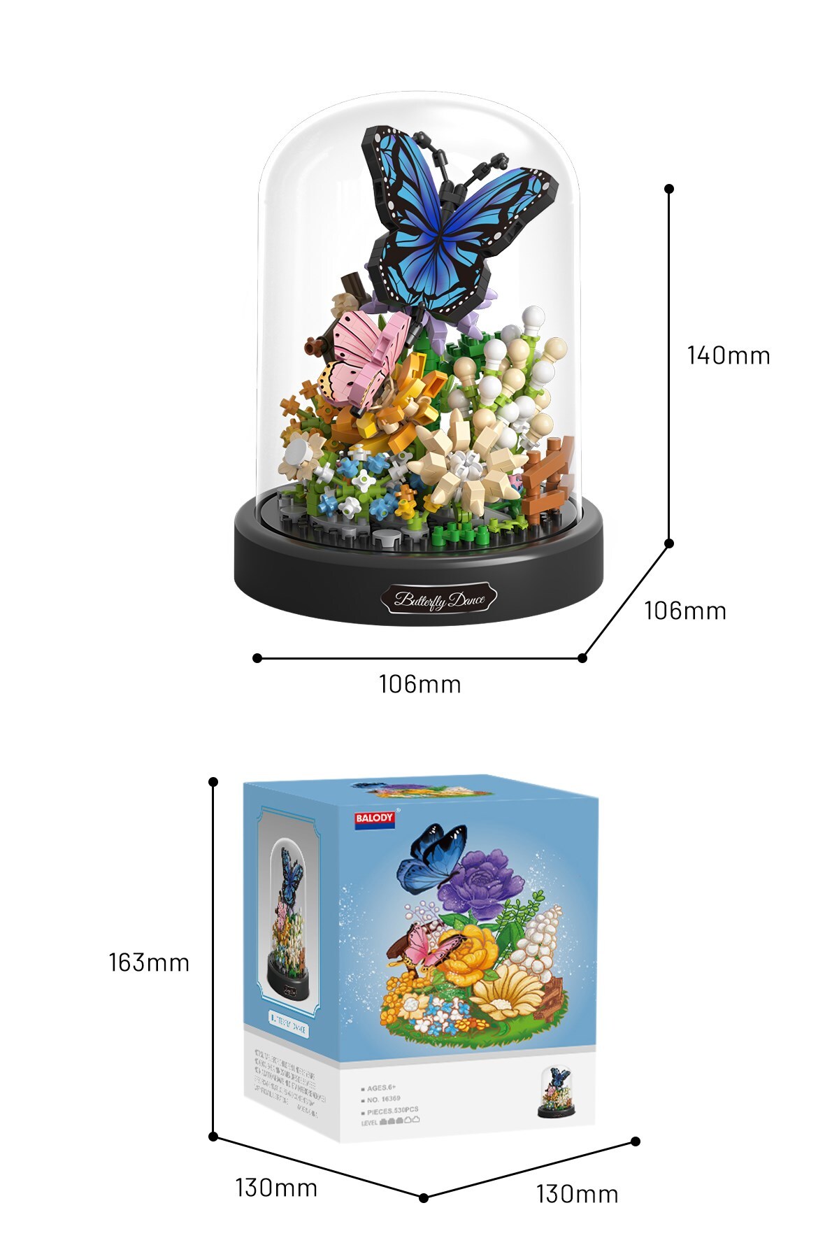 مجموعه مینی باغ: ست بلوک‌های ساختنی رقص پروانه‌ها (۵۳۰ تکه)