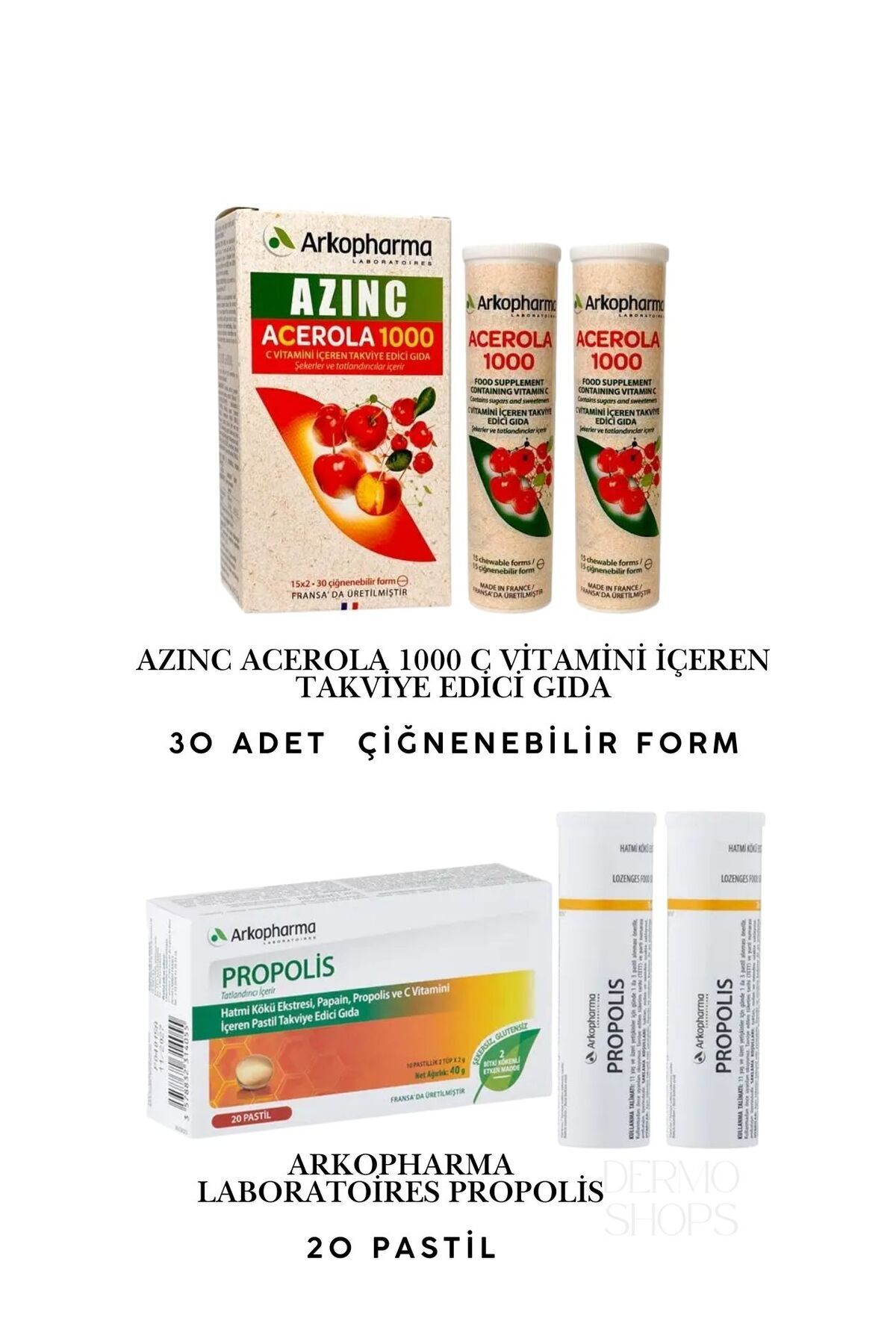Arkopharma Enerji Destek Paketi AZINC ACEROLA 1000 C Vitamini 30 Adet | Propolis Pastil 24 adet 05 DS