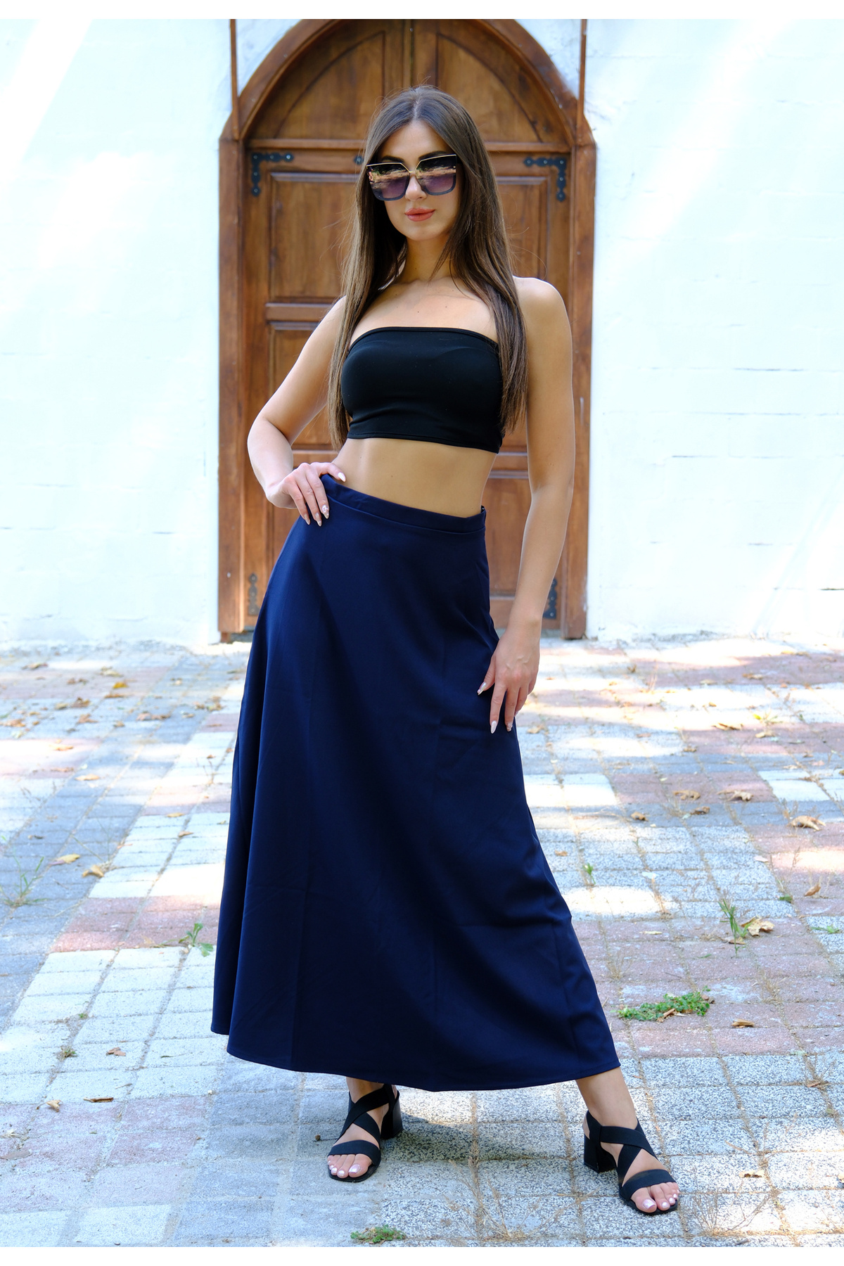 BRN Kadın Navy Blue Flow Krep Etek - Fiyatı, Yorumları