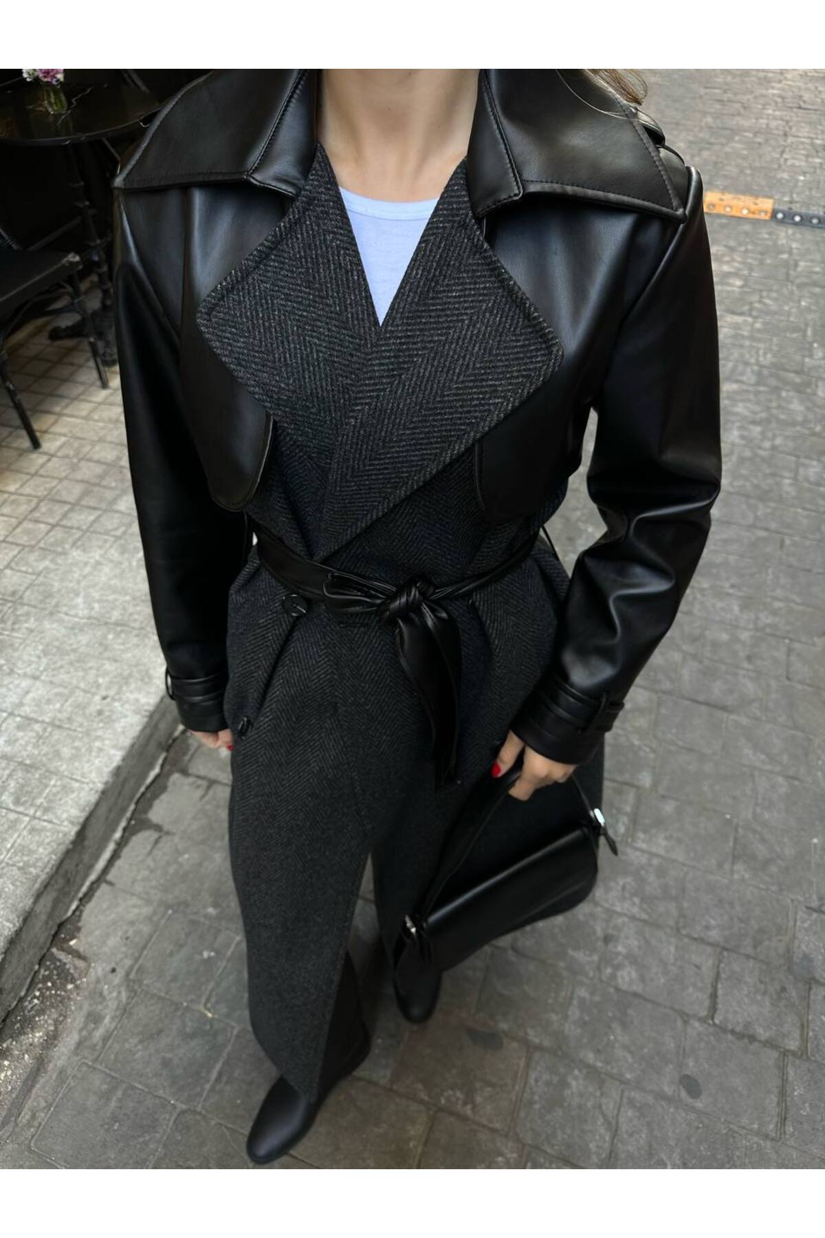 Lavanta Tekstil  HTK407001-KADIN DERİ KAŞE KABAN KLOS - Görsel 2