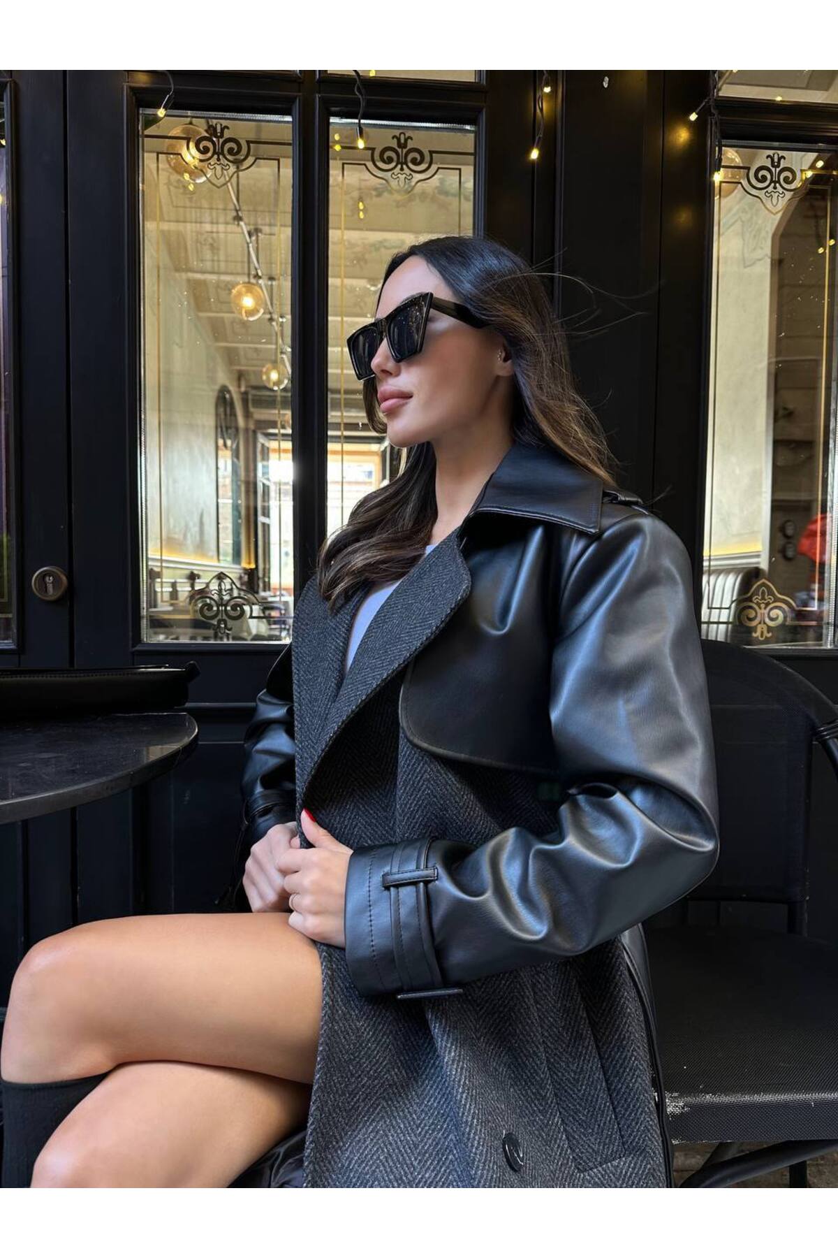 Lavanta Tekstil  HTK407001-KADIN DERİ KAŞE KABAN KLOS - Görsel 3