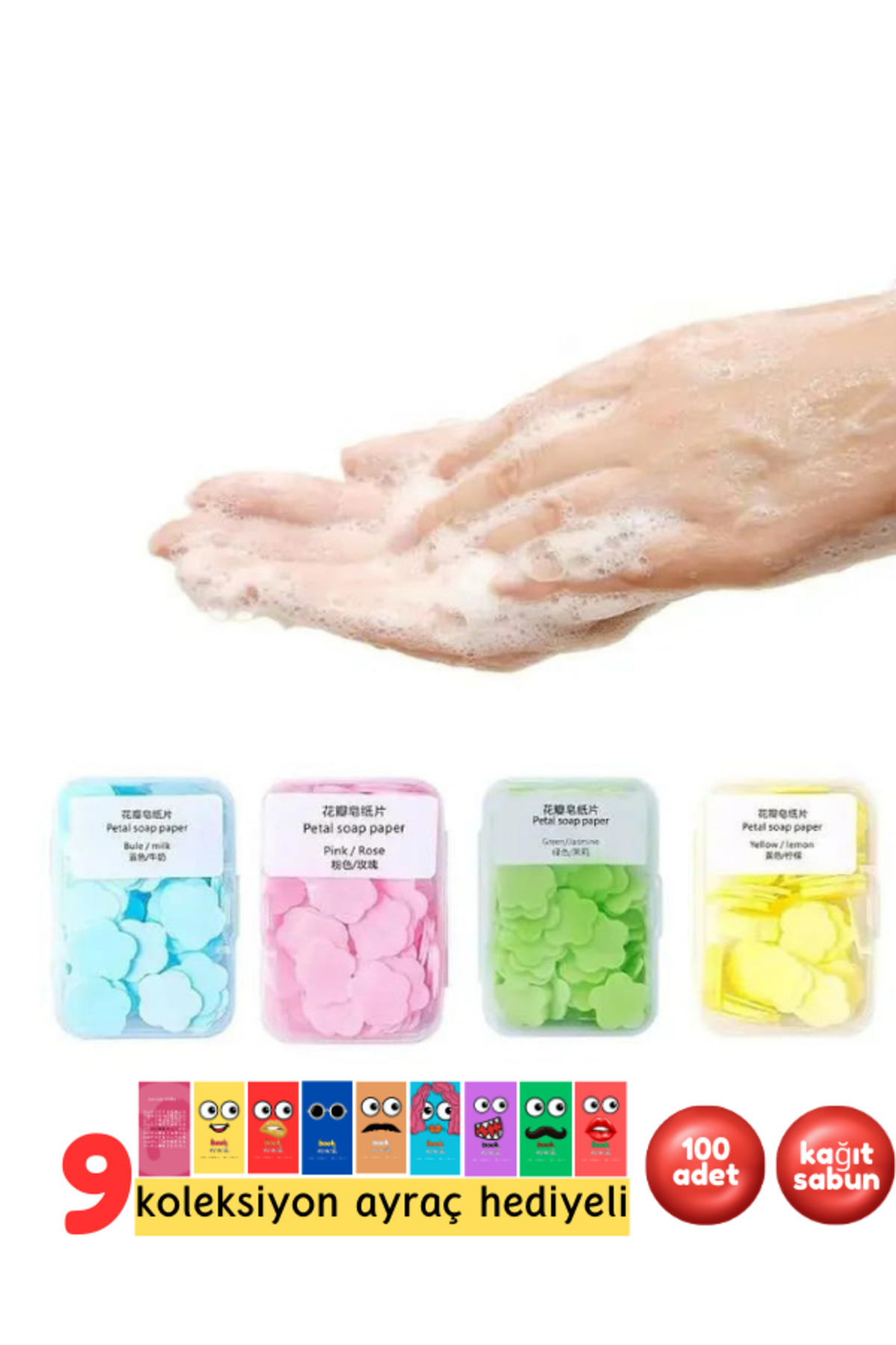 Pembe Pasaj Mini Cep Islak Mendil + Kuru Mendil + Sabun - Sihirli Sabun - Okul Hijyen Seti fotoğrafı 3 (önizleme)