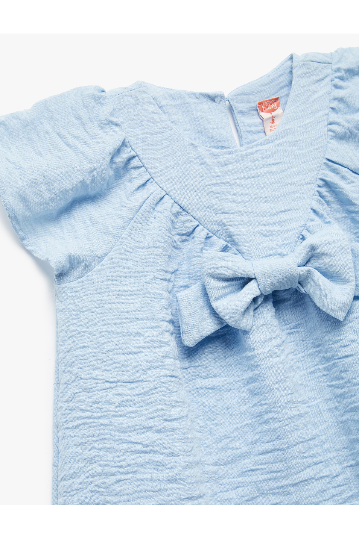 Koton Kısa Kollu Bisiklet Yaka Fiyonklu Elbise fotoğrafı 3 (önizleme)