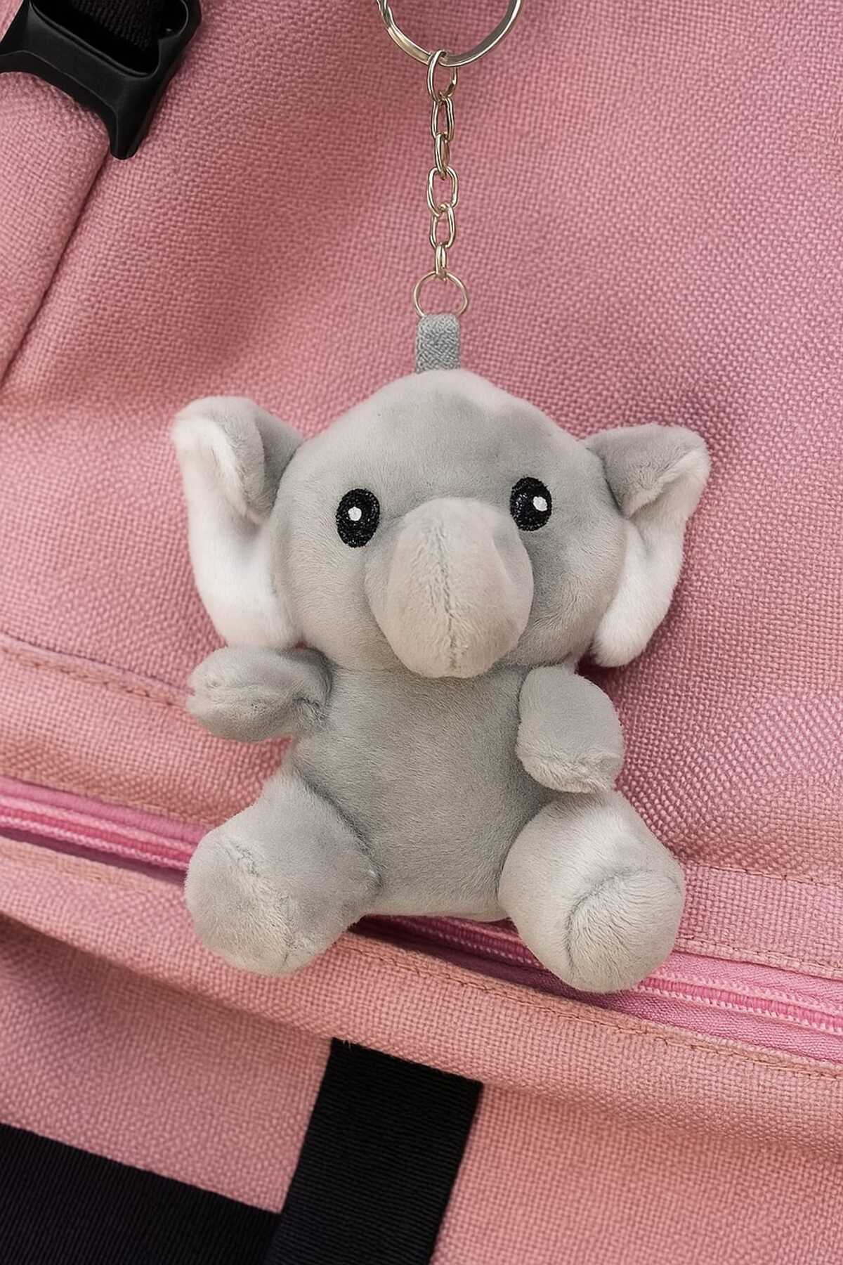 Şirin Sevimli Peluş Fil Anahtarlık 11 cm Gri Hediyelik Oyuncak