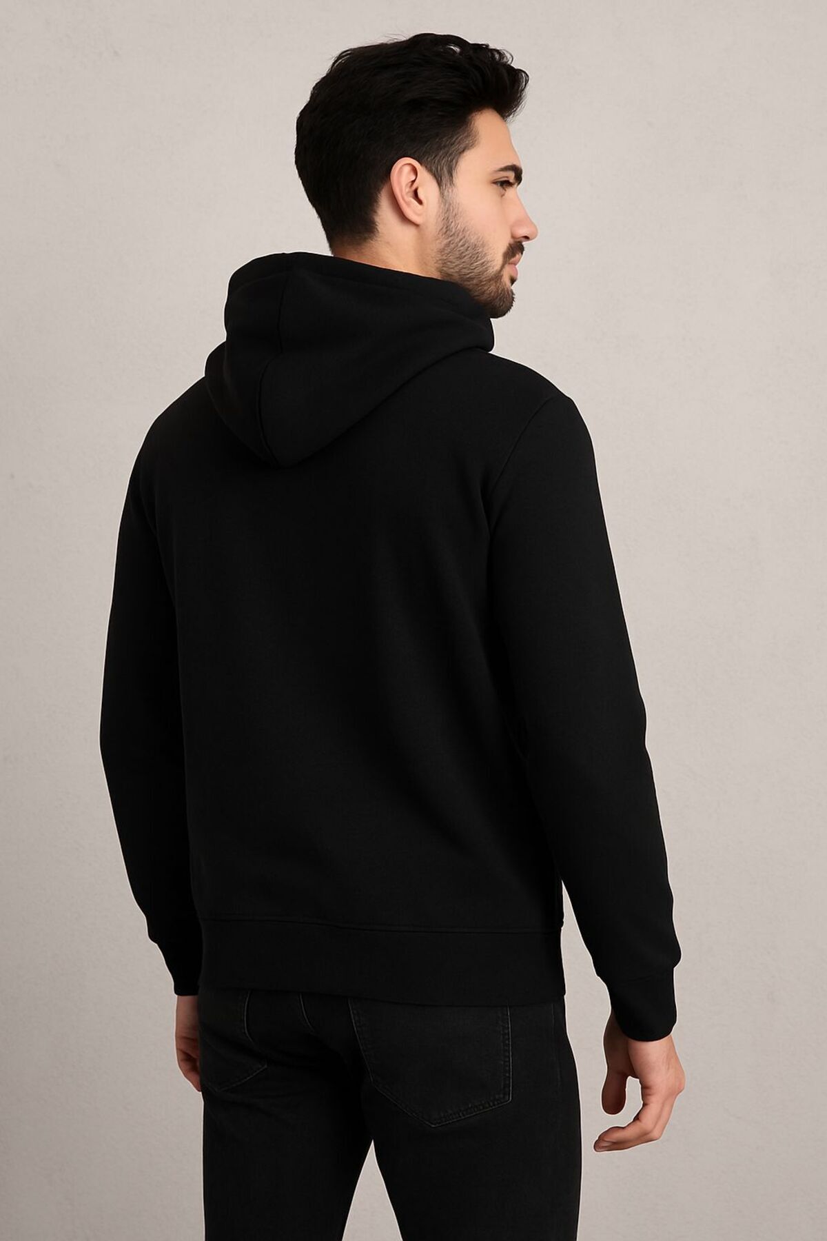 citycenterfashion Erkek Rahat Kalıp Kapüşonlu Kalın Üç İplik Fermuarlı Ceket Sweatshirt cty-brd-101 görsel 5
