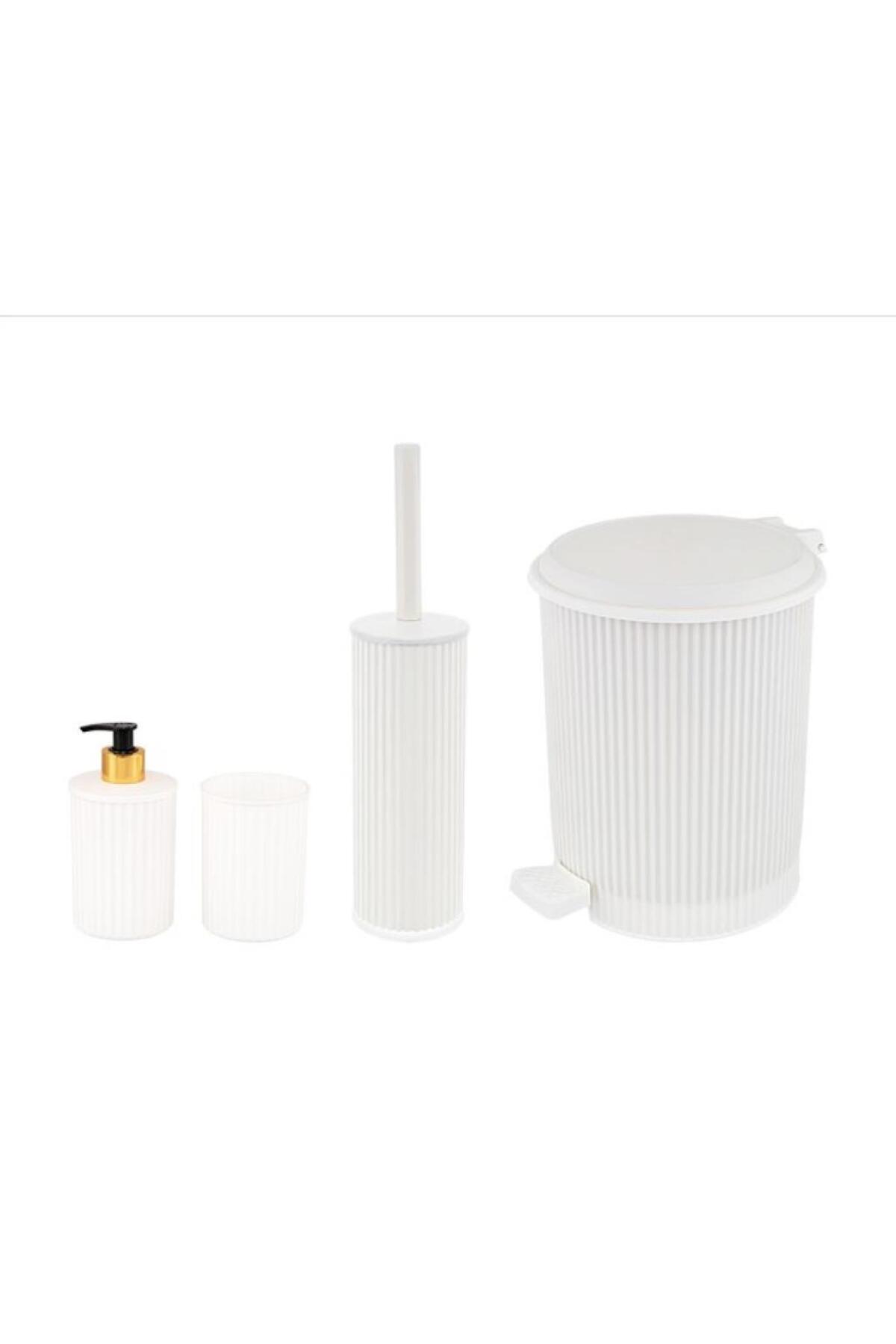 ELF-N522 Nostalgia 4-Piece Toilet Brush Bathroom Set with Trash Can