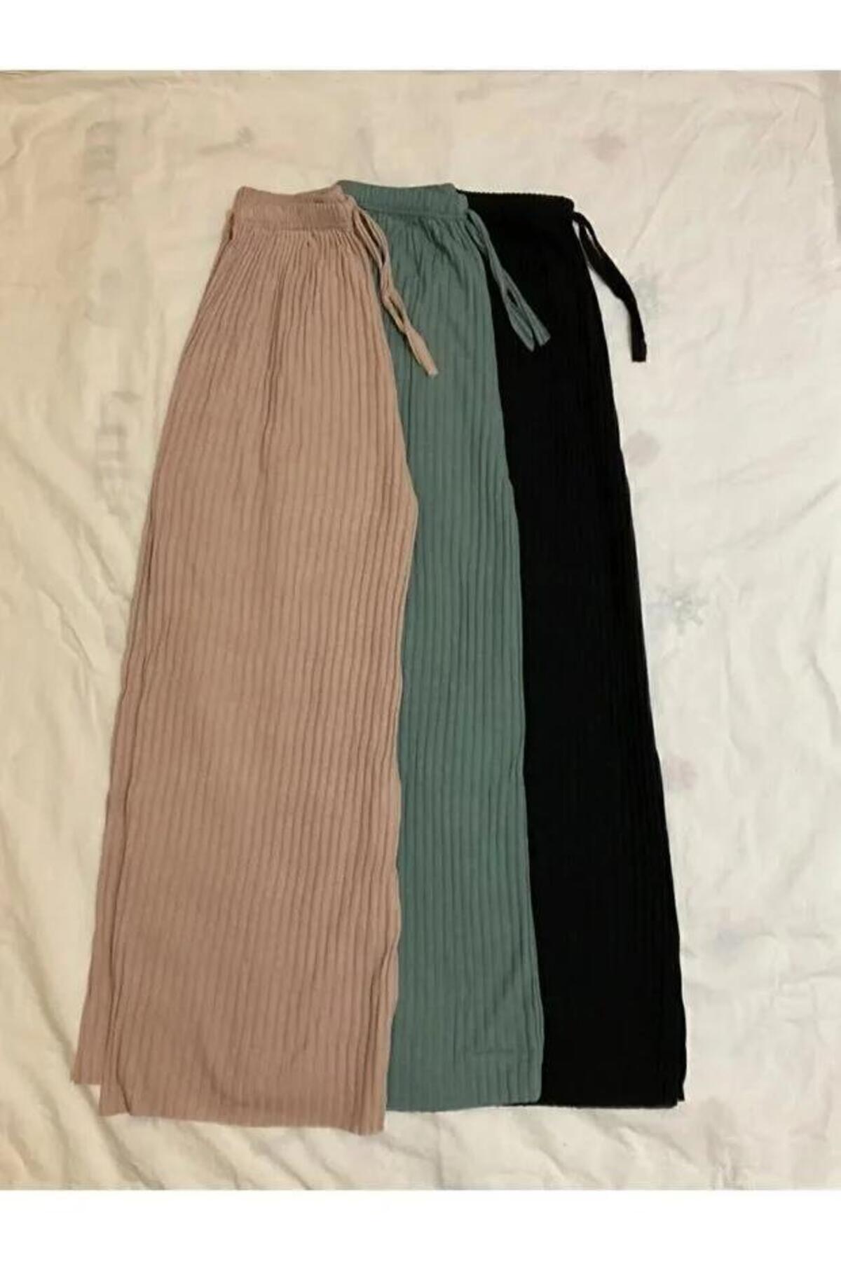 ipek collection 3-Piece Women's Ribbed Report Pants & Sweatpants, Casual Home Wear Pajamas