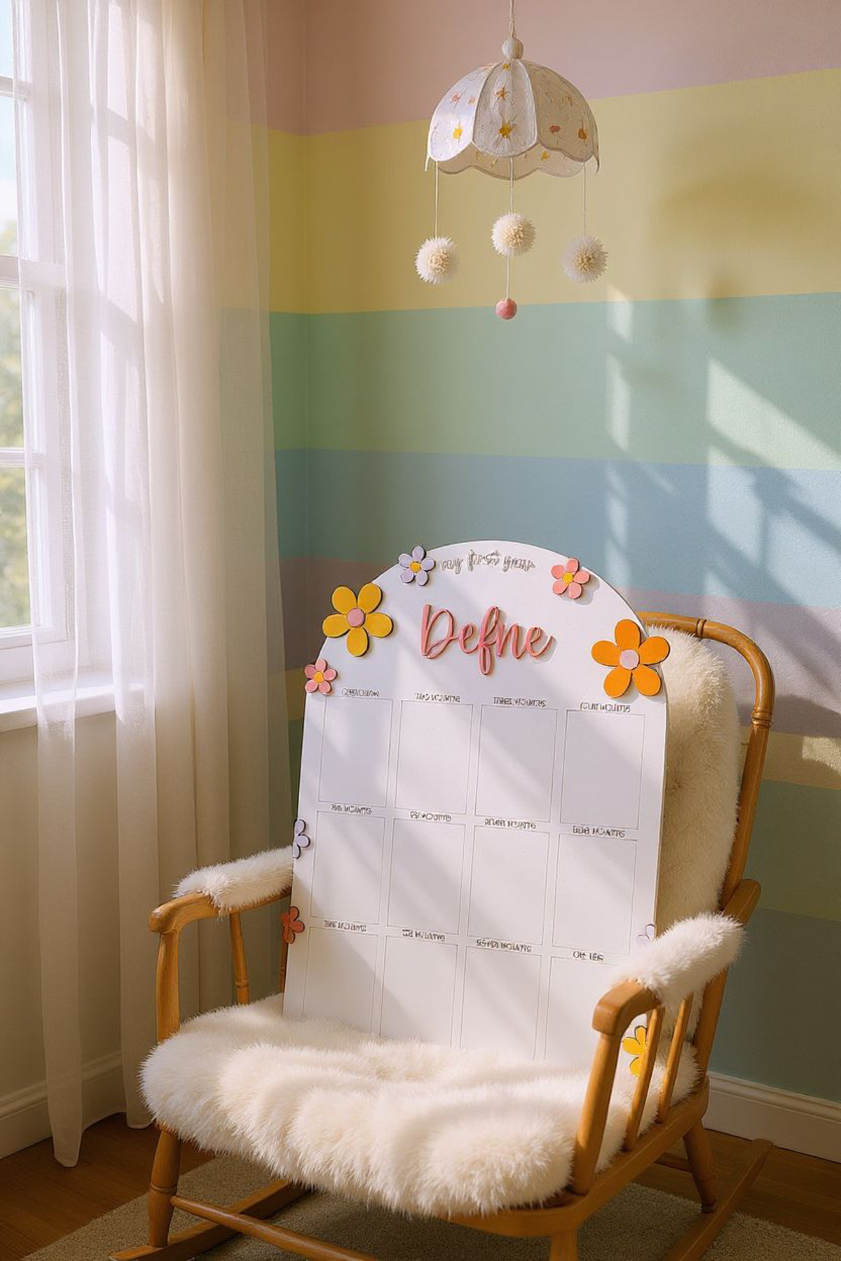 aze kids İsme Özel PAPATYA Temalı Ahşap İlk Yıl Anı Panosu 12 Aylık Bebek Hatırası Doğum Günü Süsü fotoğrafı 2 (önizleme)