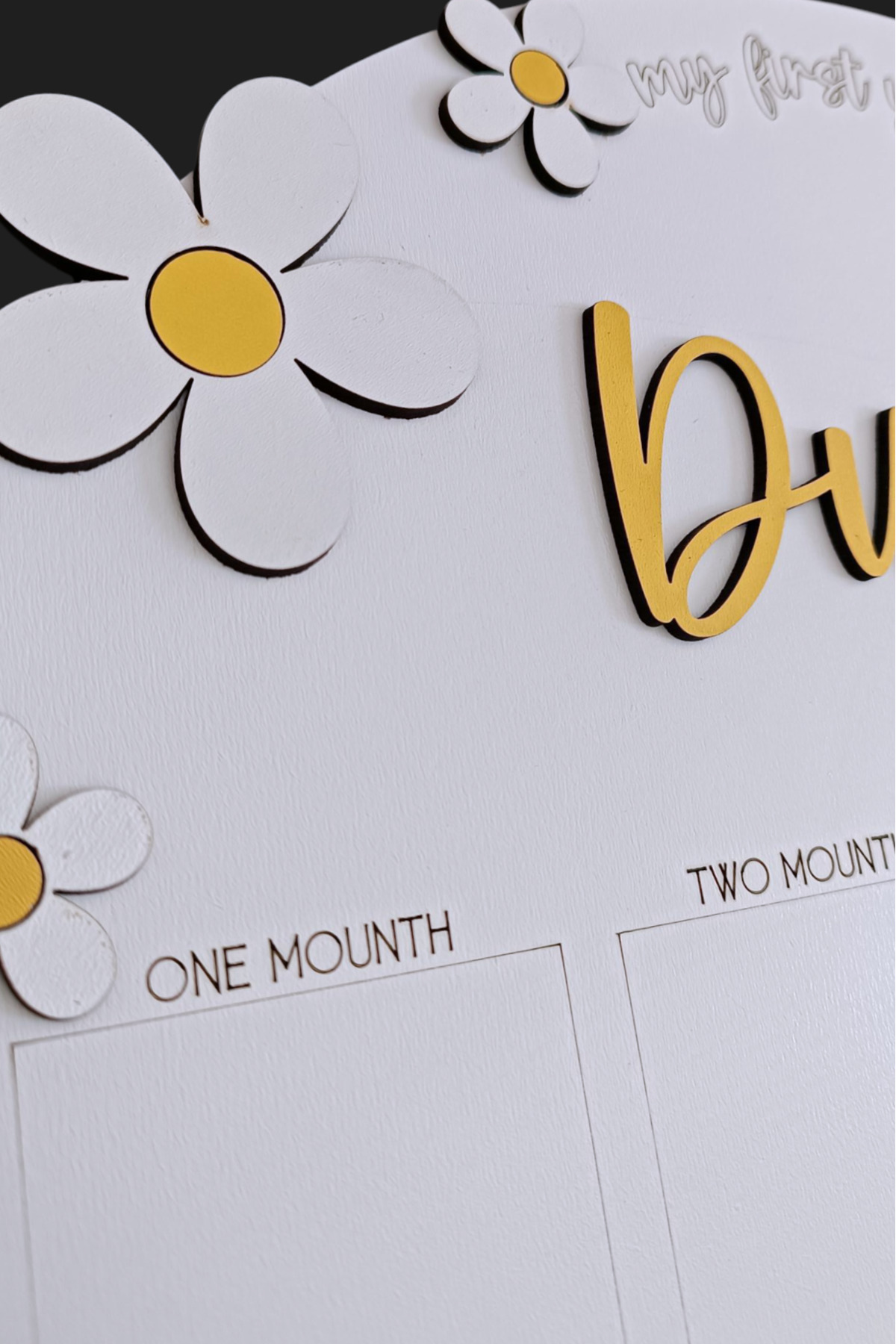 aze kids İsme Özel PAPATYA Temalı Ahşap İlk Yıl Anı Panosu 12 Aylık Bebek Hatırası Doğum Günü Süsü fotoğrafı 3 (önizleme)