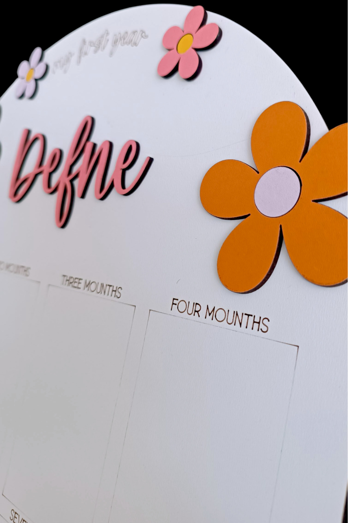 aze kids İsme Özel PAPATYA Temalı Ahşap İlk Yıl Anı Panosu 12 Aylık Bebek Hatırası Doğum Günü Süsü fotoğrafı 3 (önizleme)