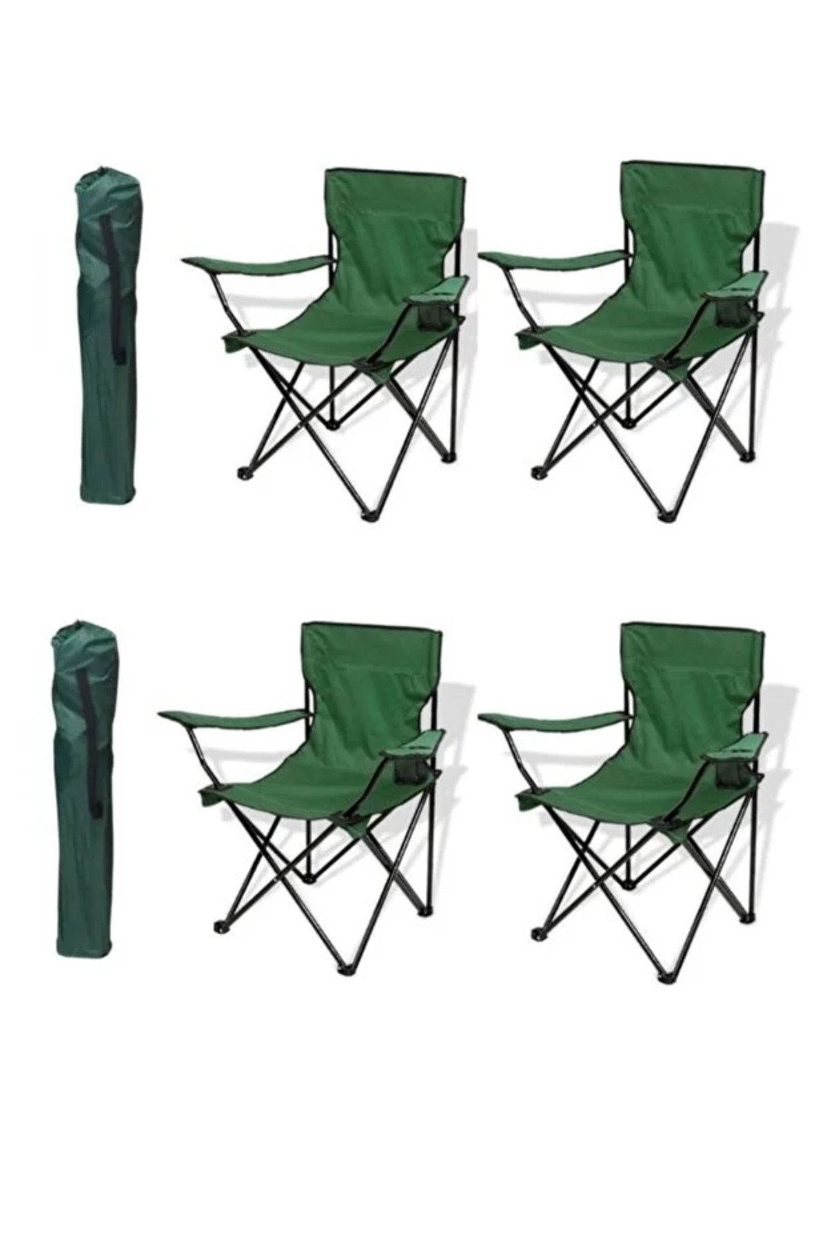 طقم كراسي تخييم يتكون من 4 كراسي قابلة للطي من قماش أكسفورد وقوائم معدنية–مريح وخفيف, 40×40×80سم