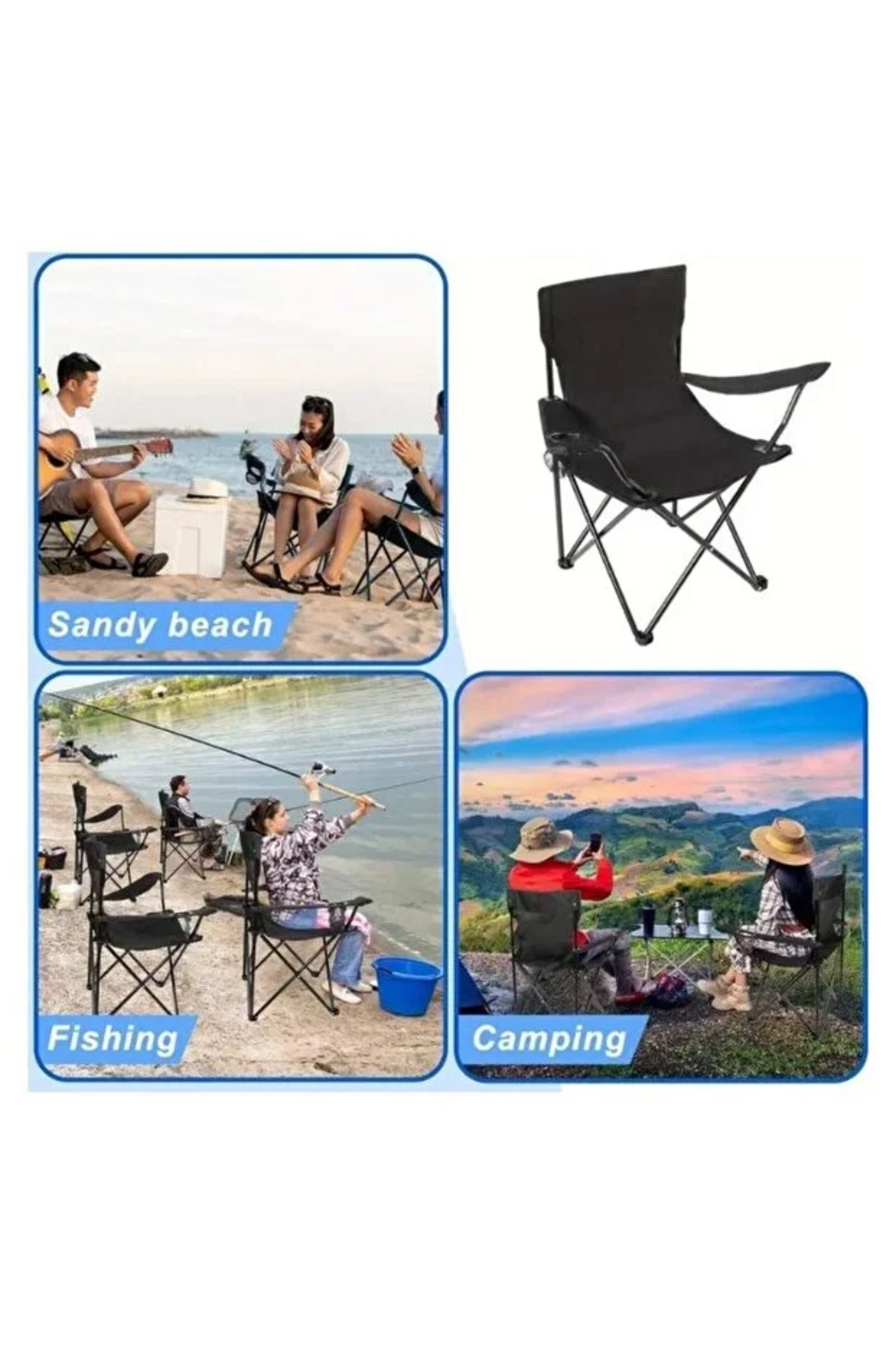 طقم كراسي تخييم يتكون من 6 كراسي قابلة للطي من قماش أكسفورد وقوائم معدنية – 40×40×80سم