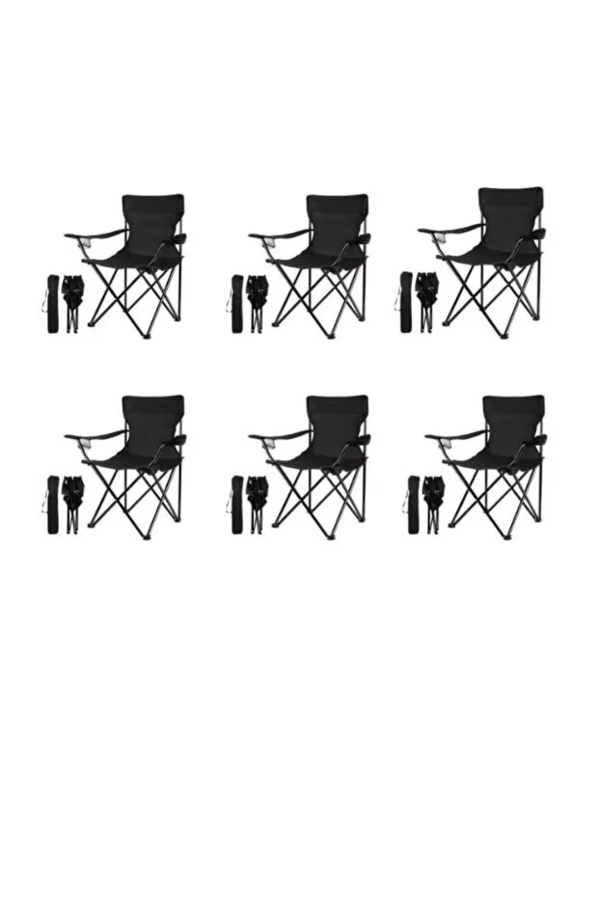 طقم كراسي تخييم من 6 قطع - قماش أكسفورد قابل للطي مع أرجل معدنية، 40×40×80 سم