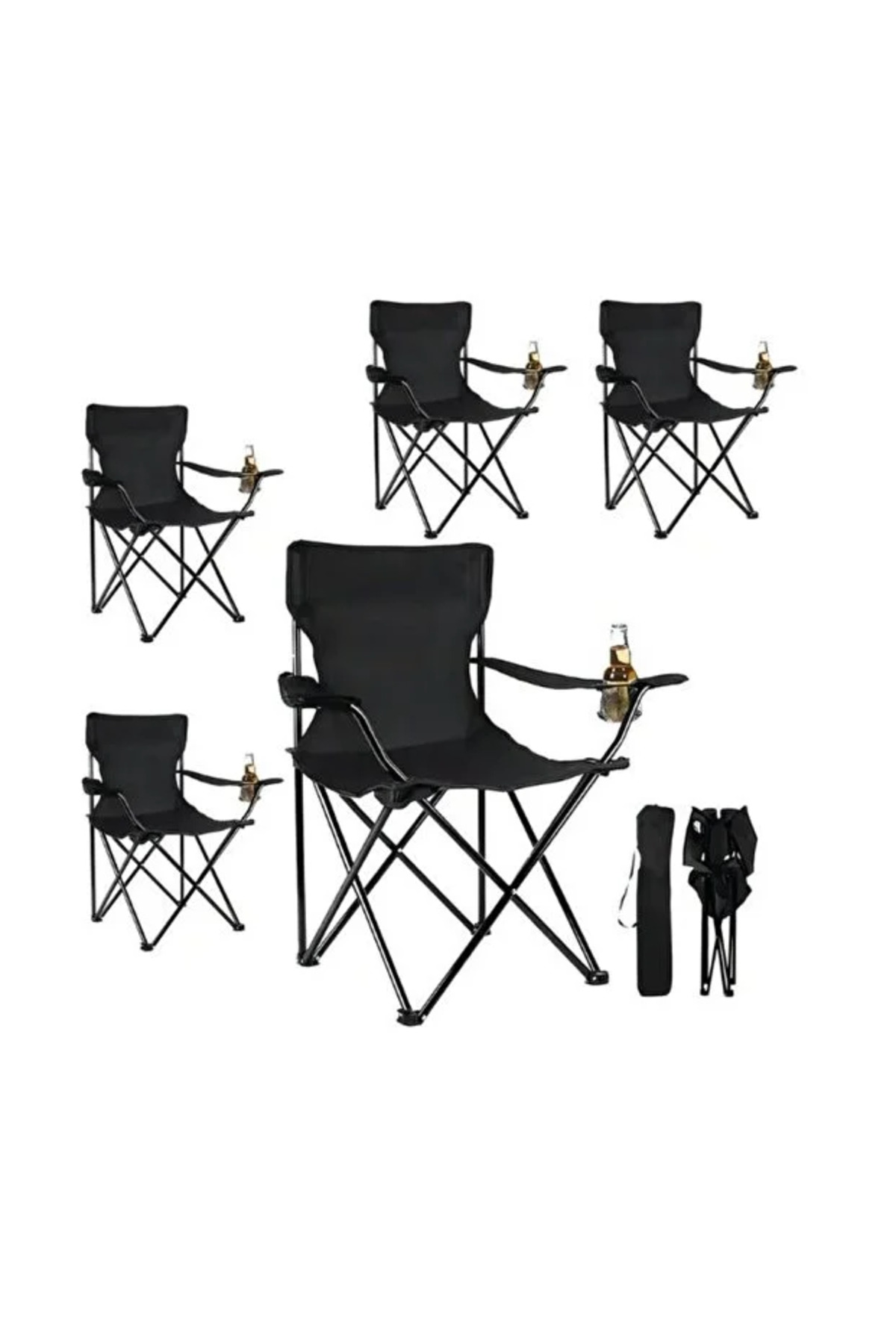 طقم كراسي تخييم يتكون من 5 كراسي قابلة للطي من قماش أكسفورد وقوائم معدنية, 40×40×80سم