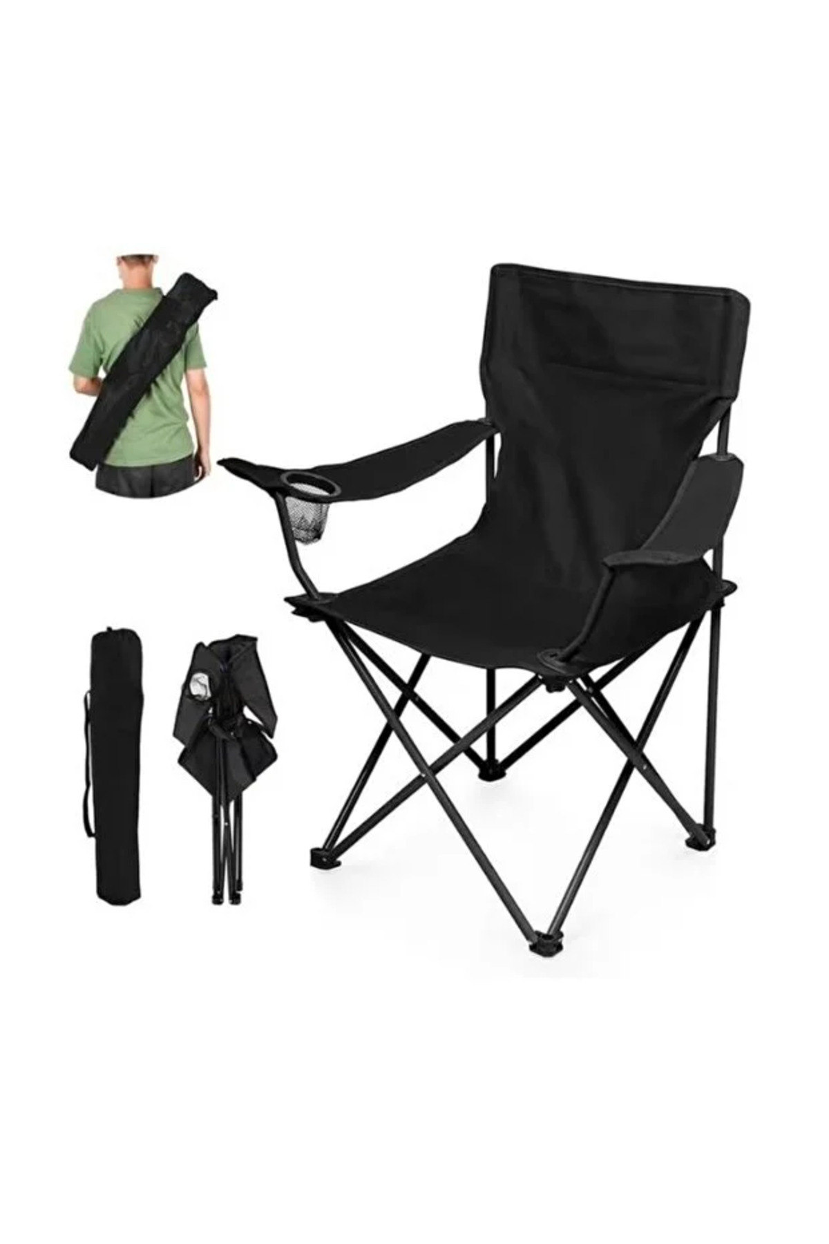 طقم كراسي تخييم يتكون من 6 كراسي قابلة للطي من قماش أكسفورد وقوائم معدنية – 40×40×80سم