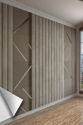 dreamwall Modern Geometrik Çizgili Çıtalı Panel Tek Parça Tekstil Duvar Kağıdı