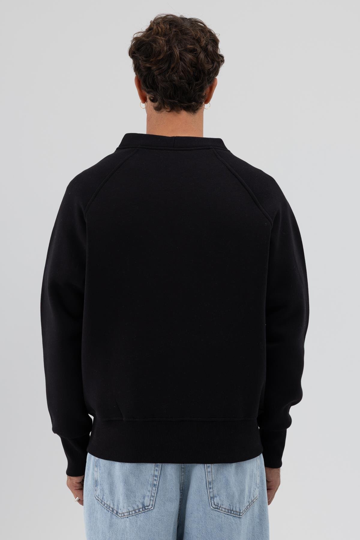 Oversize Düğmeli Sweatshirt Siyah — مشکی V70-89 — تصویر 6 از 6