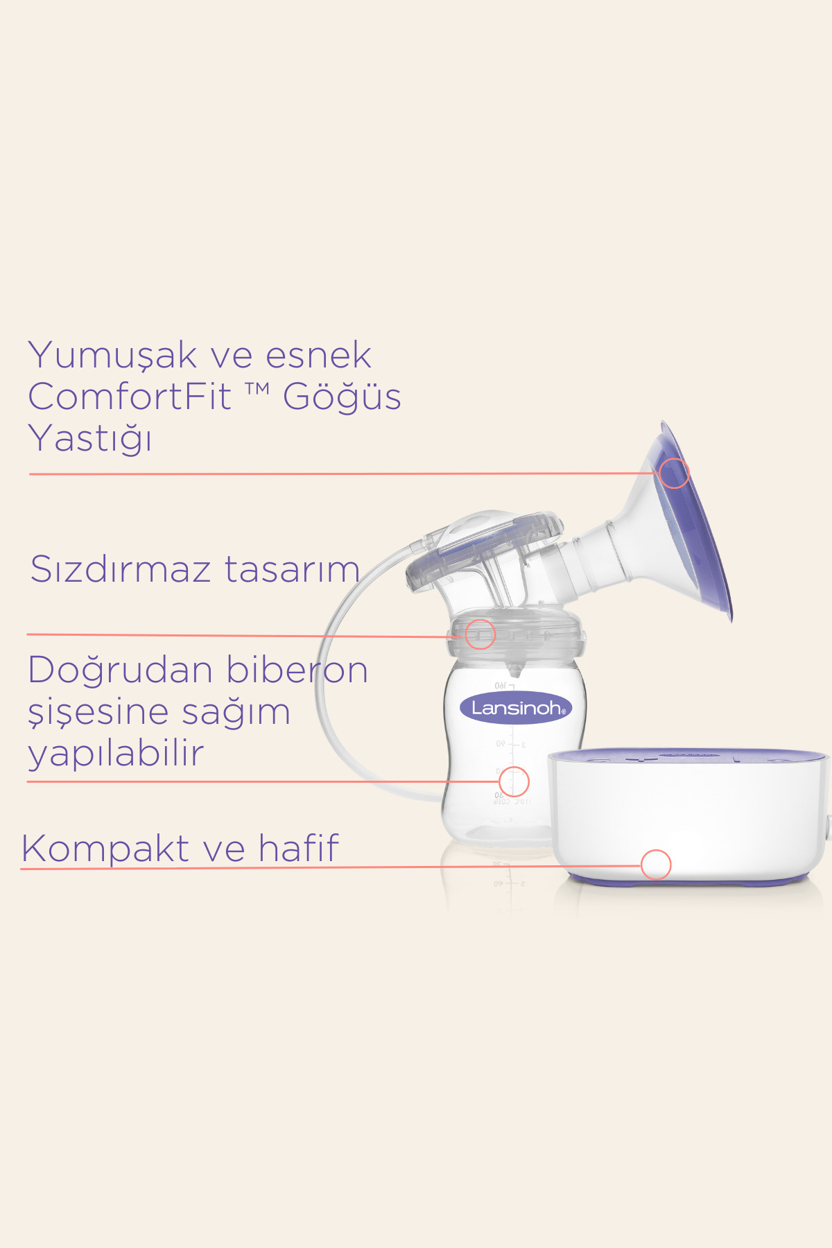 LANSINOH Kompakt Tekli Elektrikli Göğüs Pompası Avantaj Seti (+Blue Lock Göğüs Pedi 60 adet) fotoğrafı 5 (önizleme)