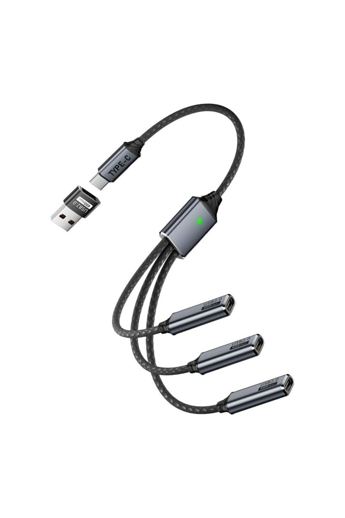 LivX 3'lü Type-C Çoklayıcı 25 Cm Hızlı Şarj ve 480 Mbps Veri Aktarımı 3CC