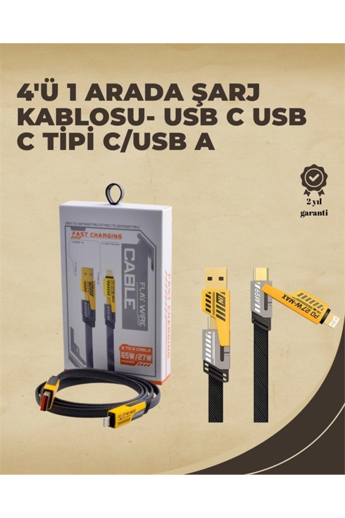 Ronanna 4'ü 1 Arada Metal Hızlı Veri Kablosu – 65W Güç, 27W iPhone Desteği, 480Mbps Aktarım