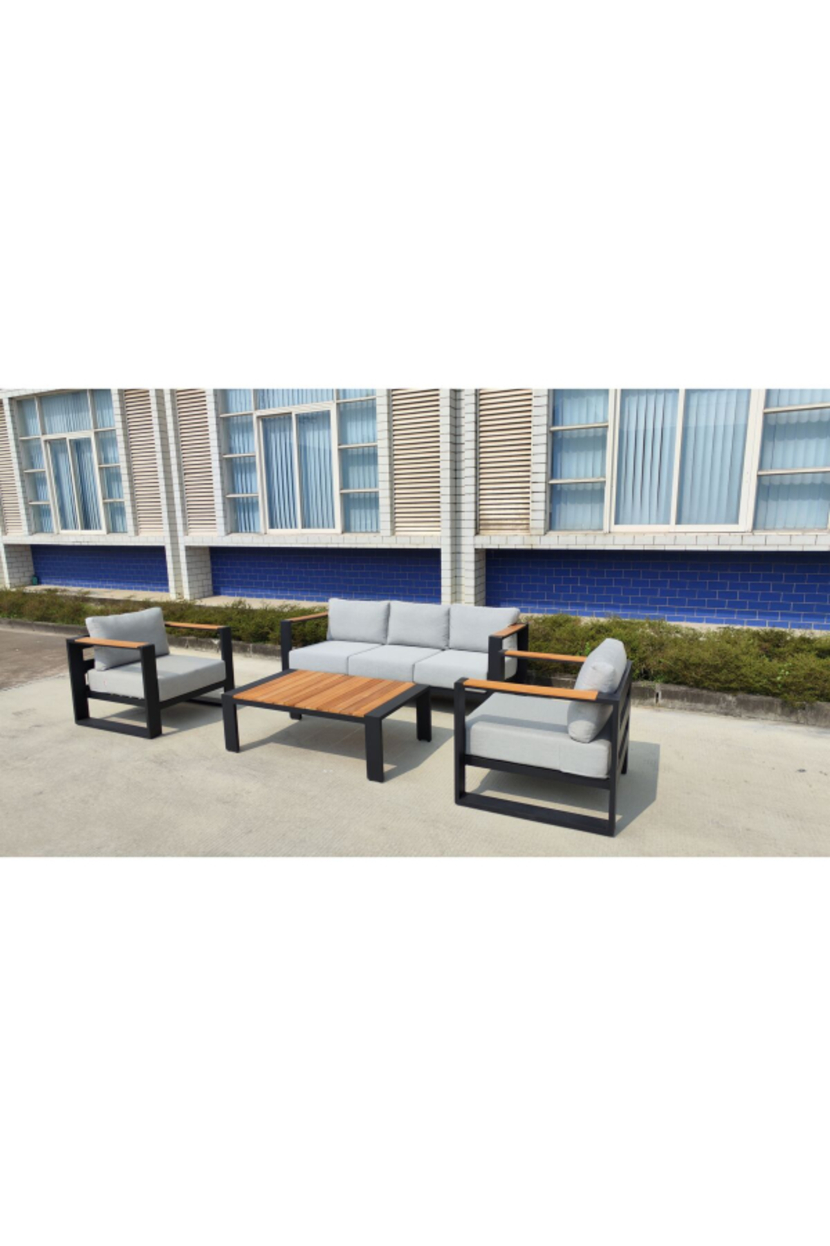 طقم جلوس حدائق ألومنيوم عصري 5 مقاعد لون أبيض