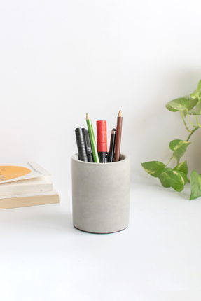 betonmall Dekoratif Beton Silindir Kalemlik |Çok Amaçlı Organizer Vazo Saksı ...