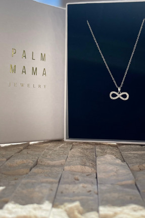 PALM MAMA JEWELRY Sonsuzluk Sembolü Zirkon Taşlı Gümüş Renk Paslanmaz Çelik K...