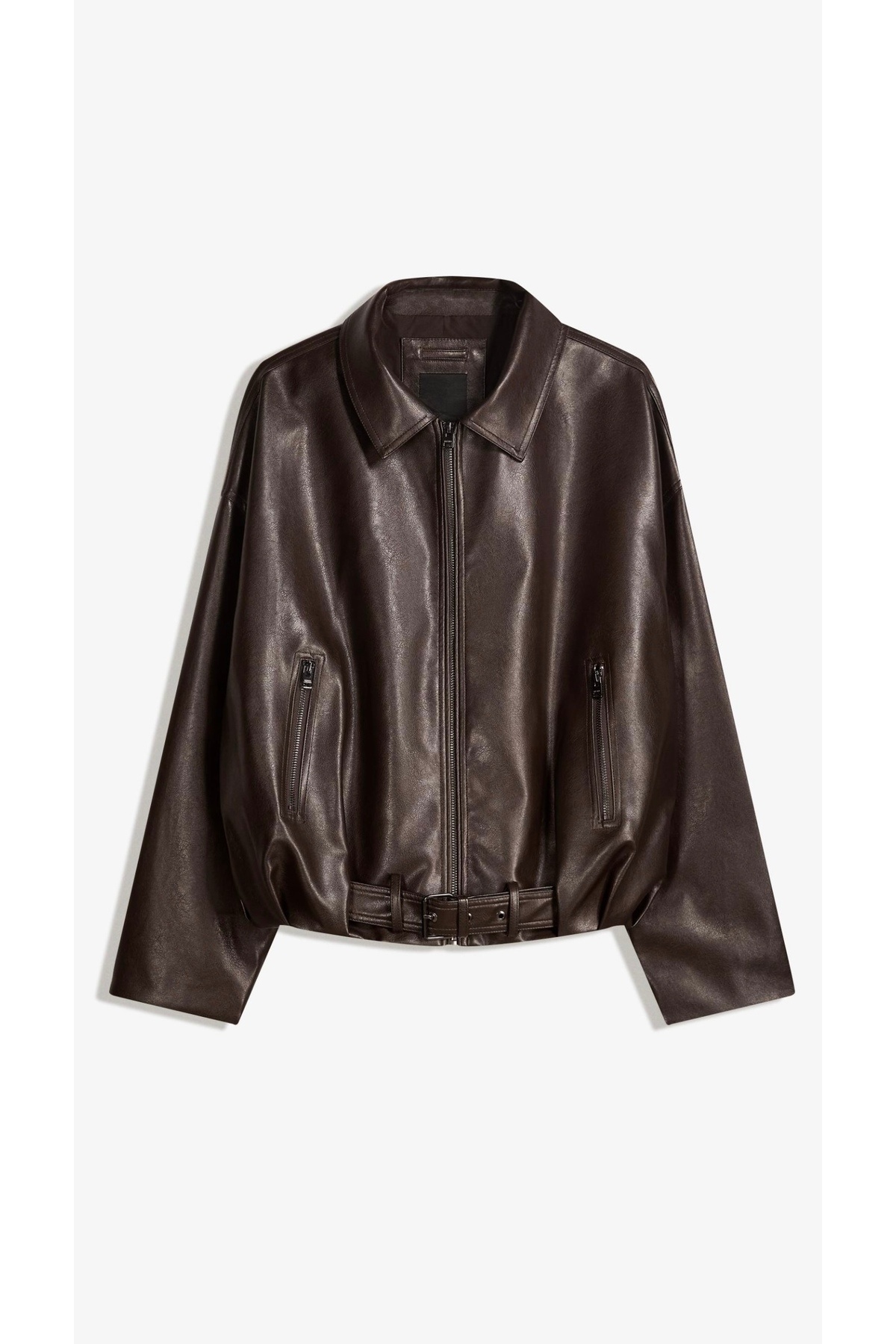 Ekim Store  Yeni Sezon Kemerli Bomber Deri Ceket - Görsel 6