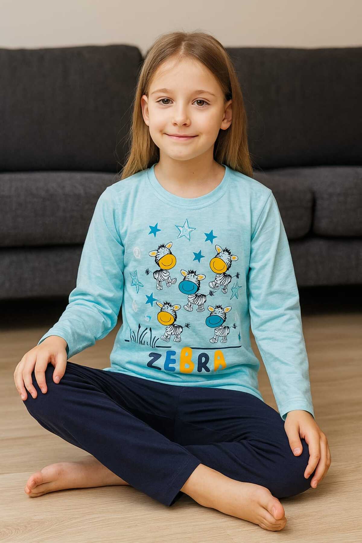 Tenra Çocuk Pijama Takımı %100 Pamuk Zebra Desenli fotoğrafı 4 (önizleme)