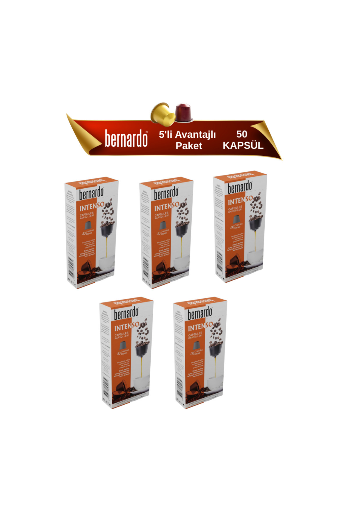 Bernardo İntenso 5’li Kutu Kapsül Kahve – Nespresso® Uyumlu Yoğun ve Güçlü Espresso