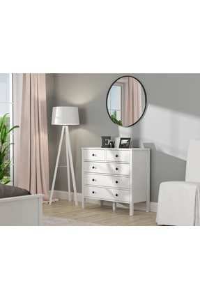 Sakura Ahşap Hunerika Elaya 5 Çekmeceli Şifonyer-Wood Beyaz-Minifiks Bağlantılı