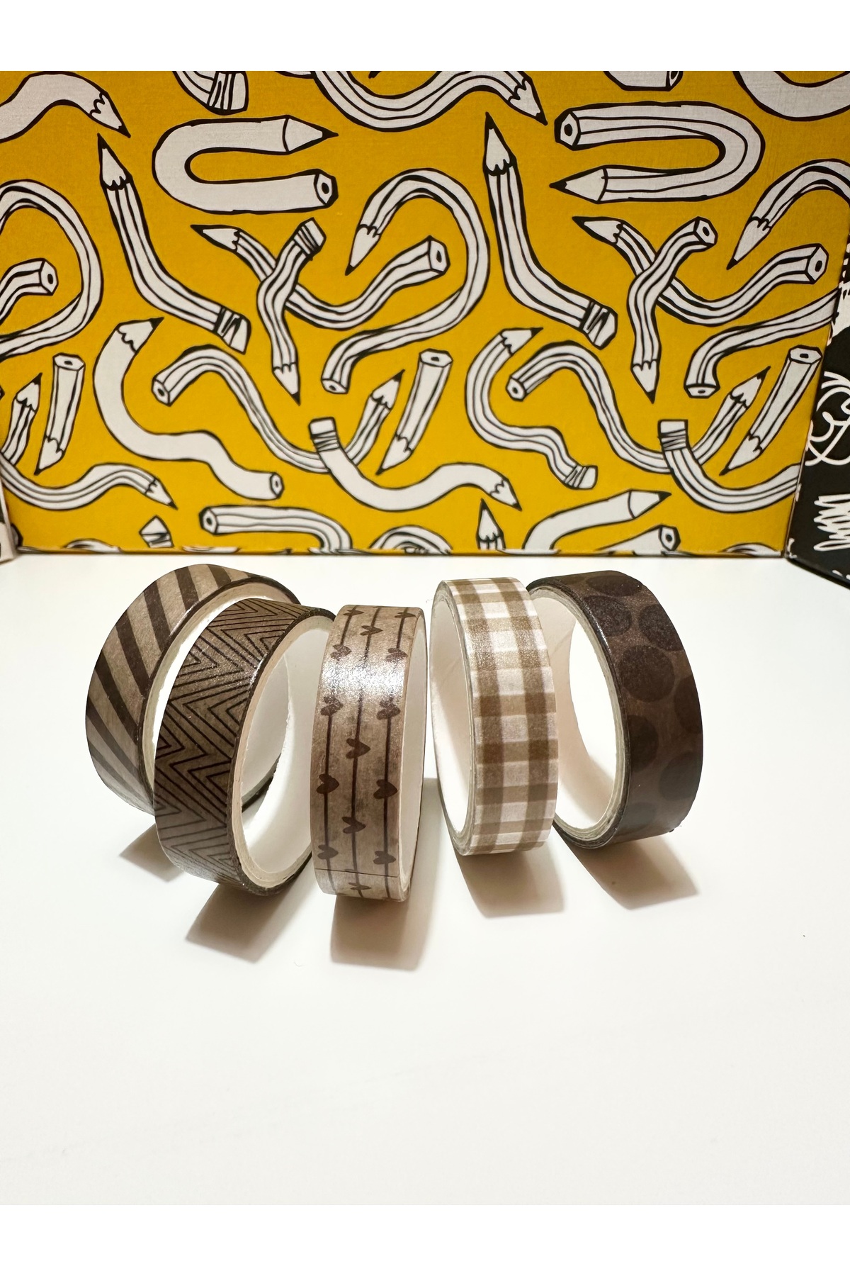 5-Piece Patterned Mini Paper Tape (10mmX2m) - Plane Trees