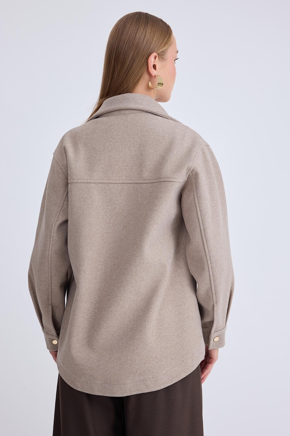 Vitrin  Düşük Omuz Cepli Kaşe Ceket - Görsel 3