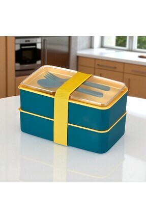 Atak Ev & Yaşam Dikdörtgen 2 Katlı Beslenme Kabı - Saklama Kabı - Lunch Box