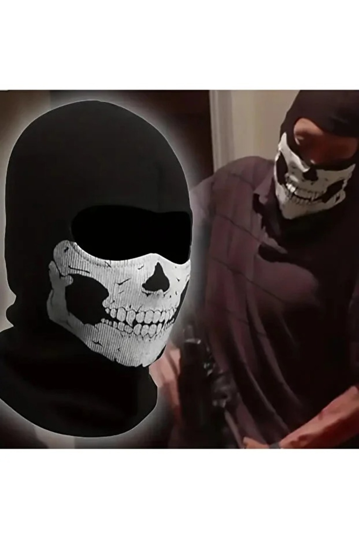 FG KONNİCHİWA Call Of Duty Ghost Kar maskesi Balaklava Maskesi VE DÜZ DESENLİ RENK görsel 6
